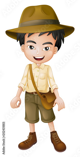 Young Safari Boy on White Background