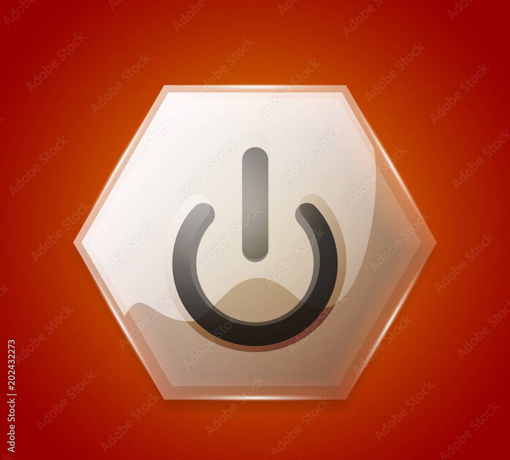 Glass transparent effect power start button, on off icon, vector UI or app symbol design Glass transparent effect power start button, on off icon, vector UI or app symbol design