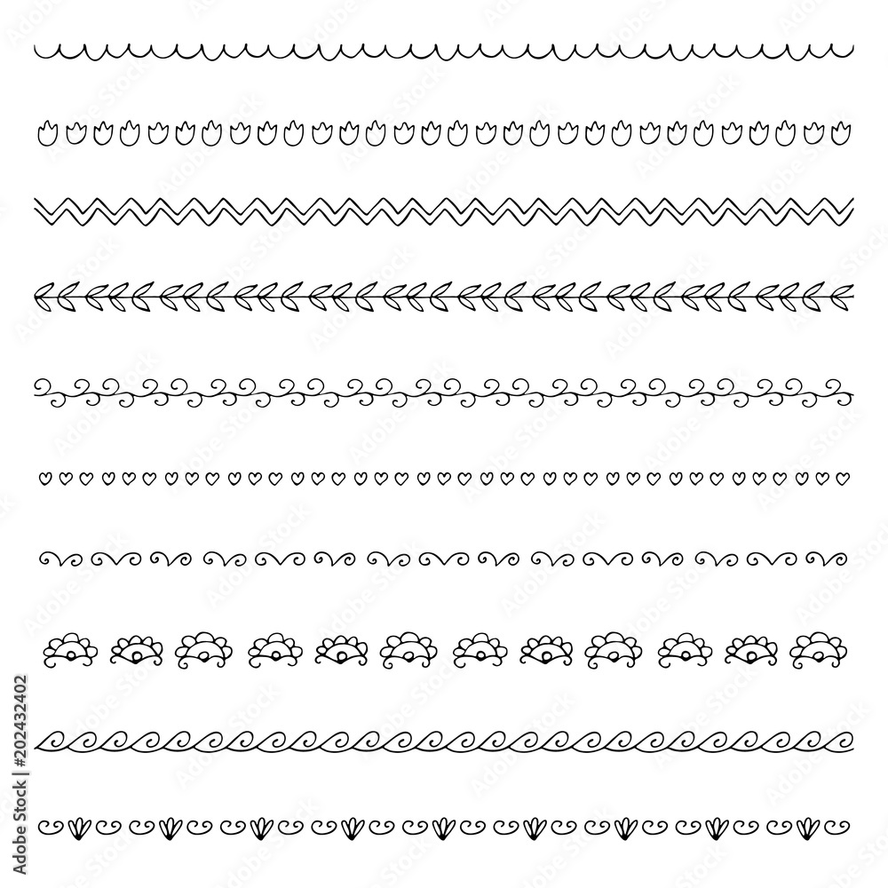 hand drawn borders set hand drawn borders set