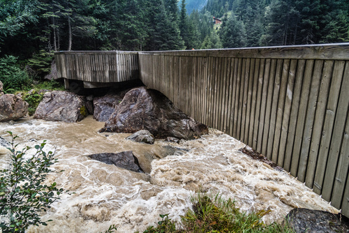 Wooden viewpoint platform in Grawa Waterfall photo