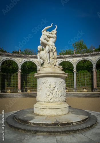 Versailles, France - 04 22 2018: Château de Versailles et son parc, ses bosquets et bassins. Bosquet de la Colonnade