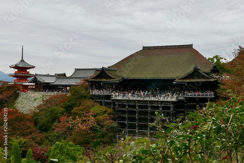 Kiyomizu Dera full of people in Kyoto