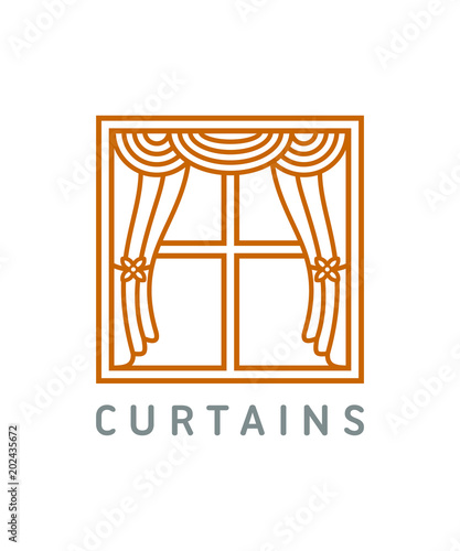 line art curtain icon vector illustration