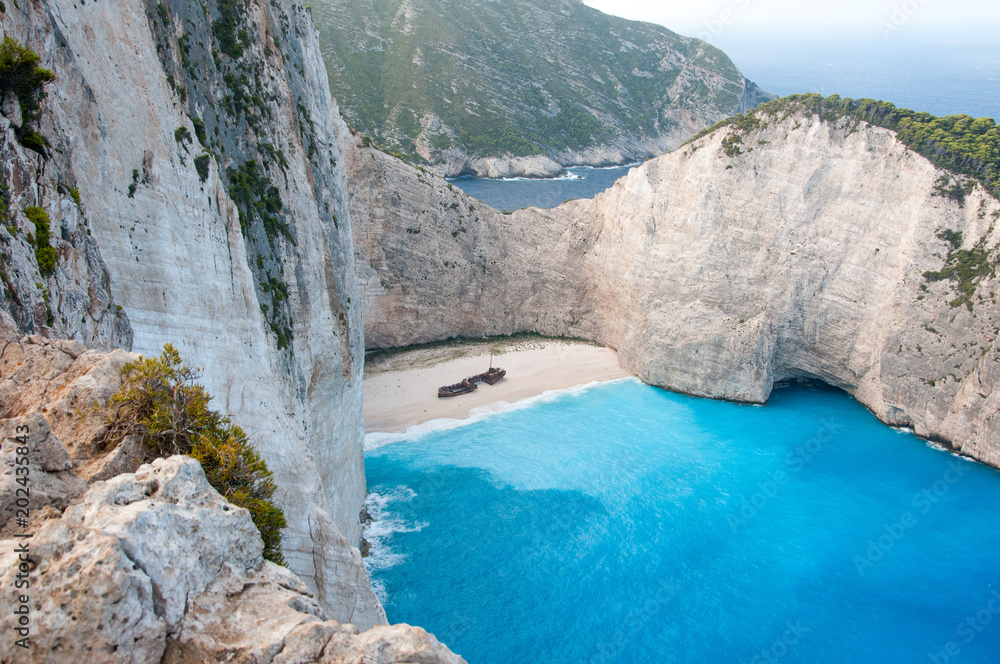 Fototapeta premium Shipwreck panorama cliff in Zakynthos Greece