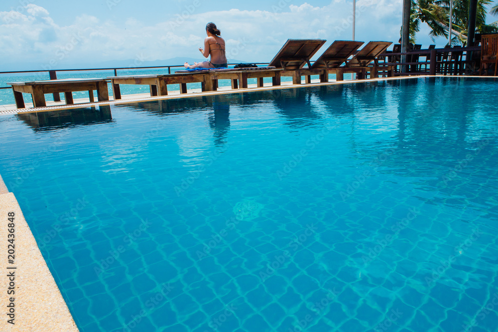 Swimming pool with sea view.