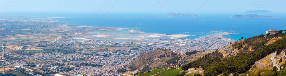 Trapani view from Erice, Sicily, Italy