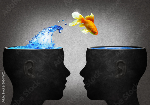 Fish jumping from one head to another