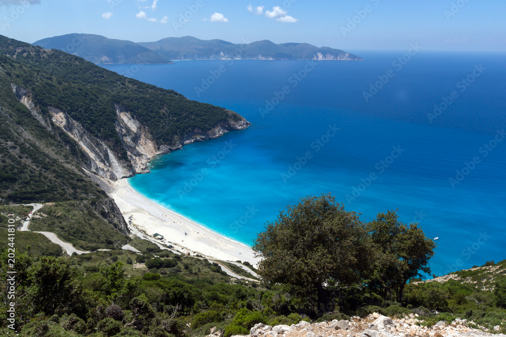Amazing Landscape of Myrtos beach, Kefalonia, Ionian islands, Greece