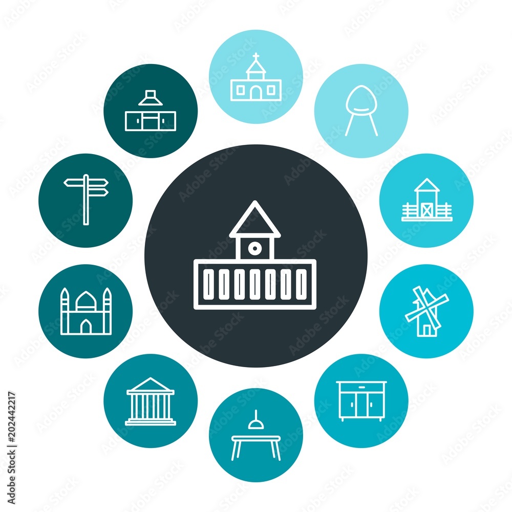 buildings, furniture Infographic Colorful outline Icons Set. Contains such Icons as way, agriculture, armchair, windmill, decoration, muslim, mill, court and more. Fully Editable. Pixel Perfect buildings, furniture Infographic Colorful outline Icons Set. Contains such Icons as way, agriculture, armchair, windmill, decoration, muslim, mill, court and more. Fully Editable. Pixel Perfect