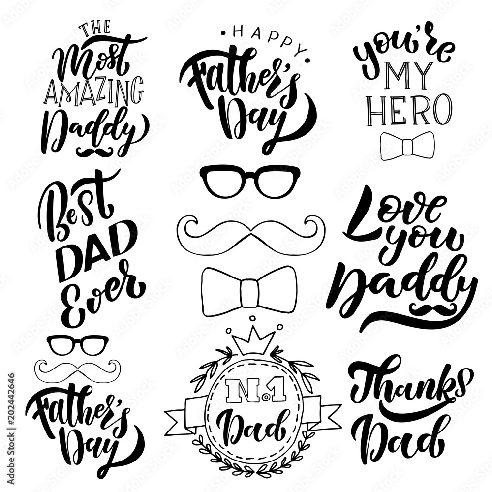 Happy Fathers Day Greeting Card Template Stock Vector | Adobe Stock