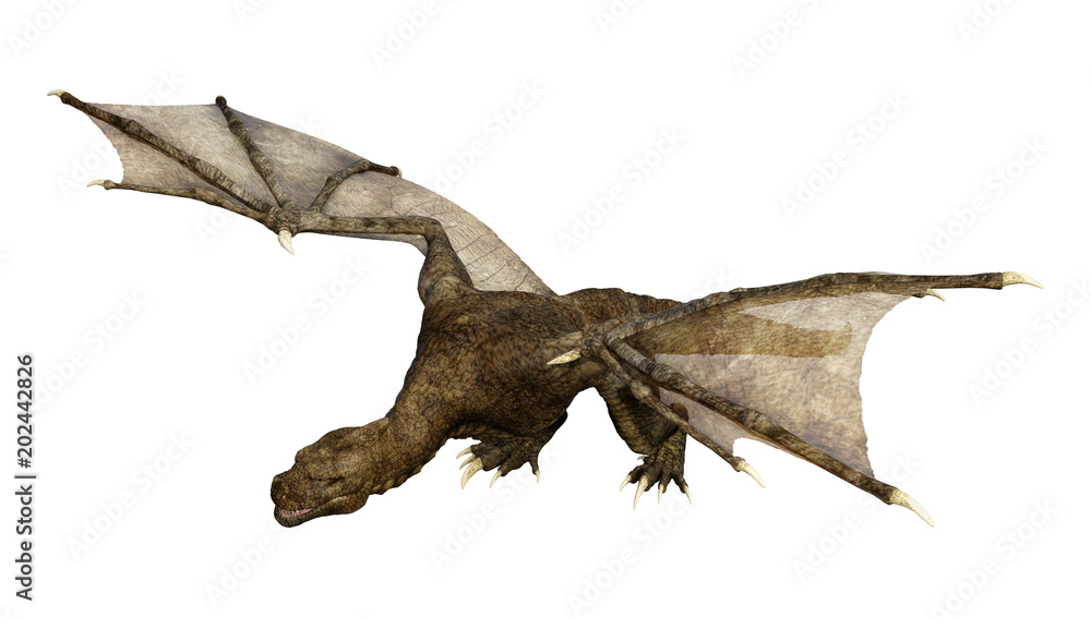 Fototapeta premium 3D Rendering Fantasy Dragon on White