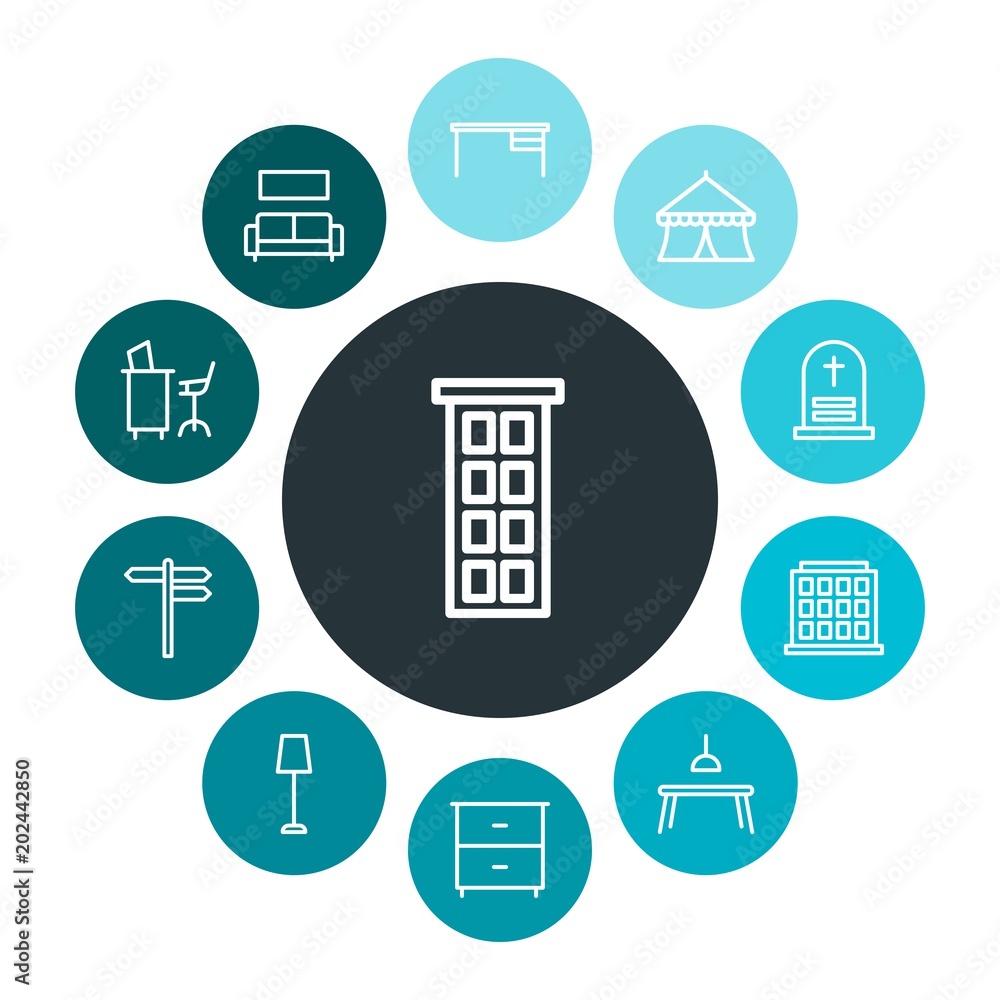 Φωτογραφία buildings, furniture Infographic Colorful outline Icons Set