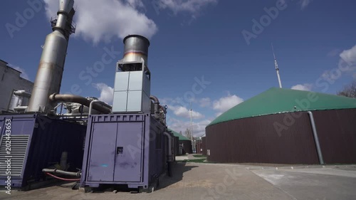 Biogas complex, view of storage tanks, energy production, biogas production plant.
 photo