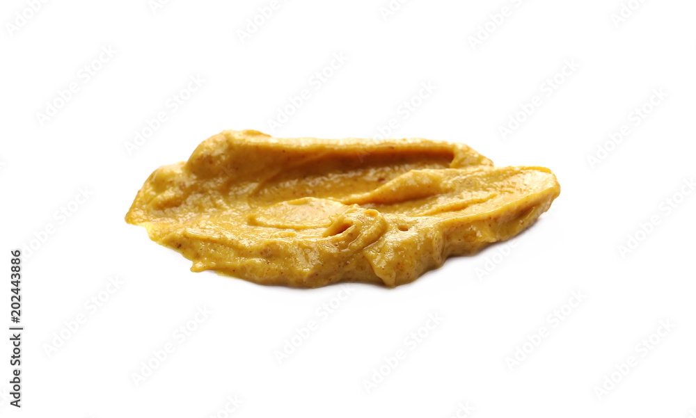 Yellow mustard sauce, spread isolated on white background Yellow mustard sauce, spread isolated on white background