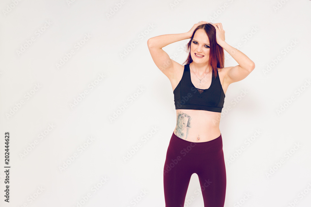 beautiful fitness girl brunette unhappy beautiful fitness girl brunette unhappy