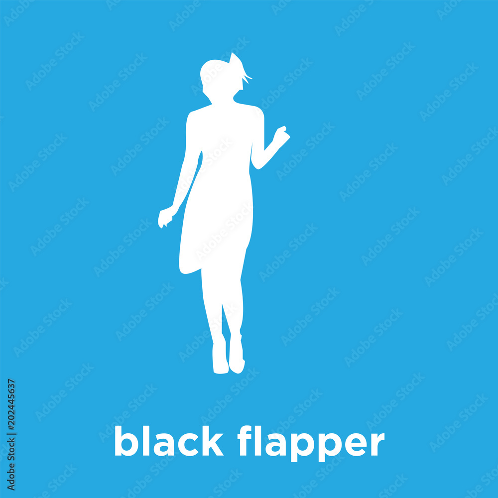 black flapper icon isolated on blue background