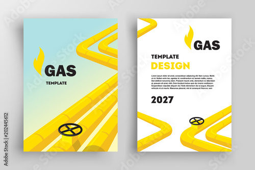 Yellow Valve Flyer Brochure Design. Front and back template design cover. Business flyer size A4 template.