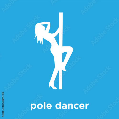 pole dancer icon isolated on blue background