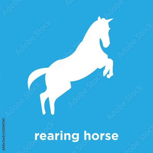rearing horse icon isolated on blue background