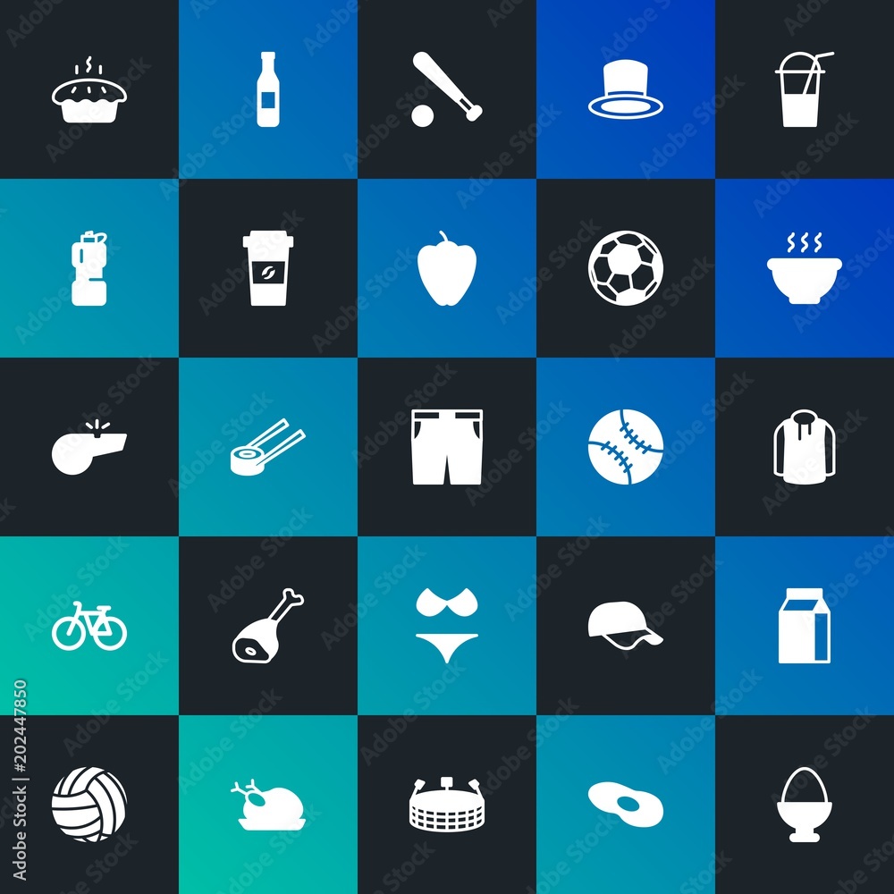 Modern Simple Set of food, clothes, sports, drinks Vector fill Icons. Contains such Icons as container, roasted, olympic and more on dark and gradient background. Fully Editable. Pixel Perfect. Modern Simple Set of food, clothes, sports, drinks Vector fill Icons. Contains such Icons as container, roasted, olympic and more on dark and gradient background. Fully Editable. Pixel Perfect.