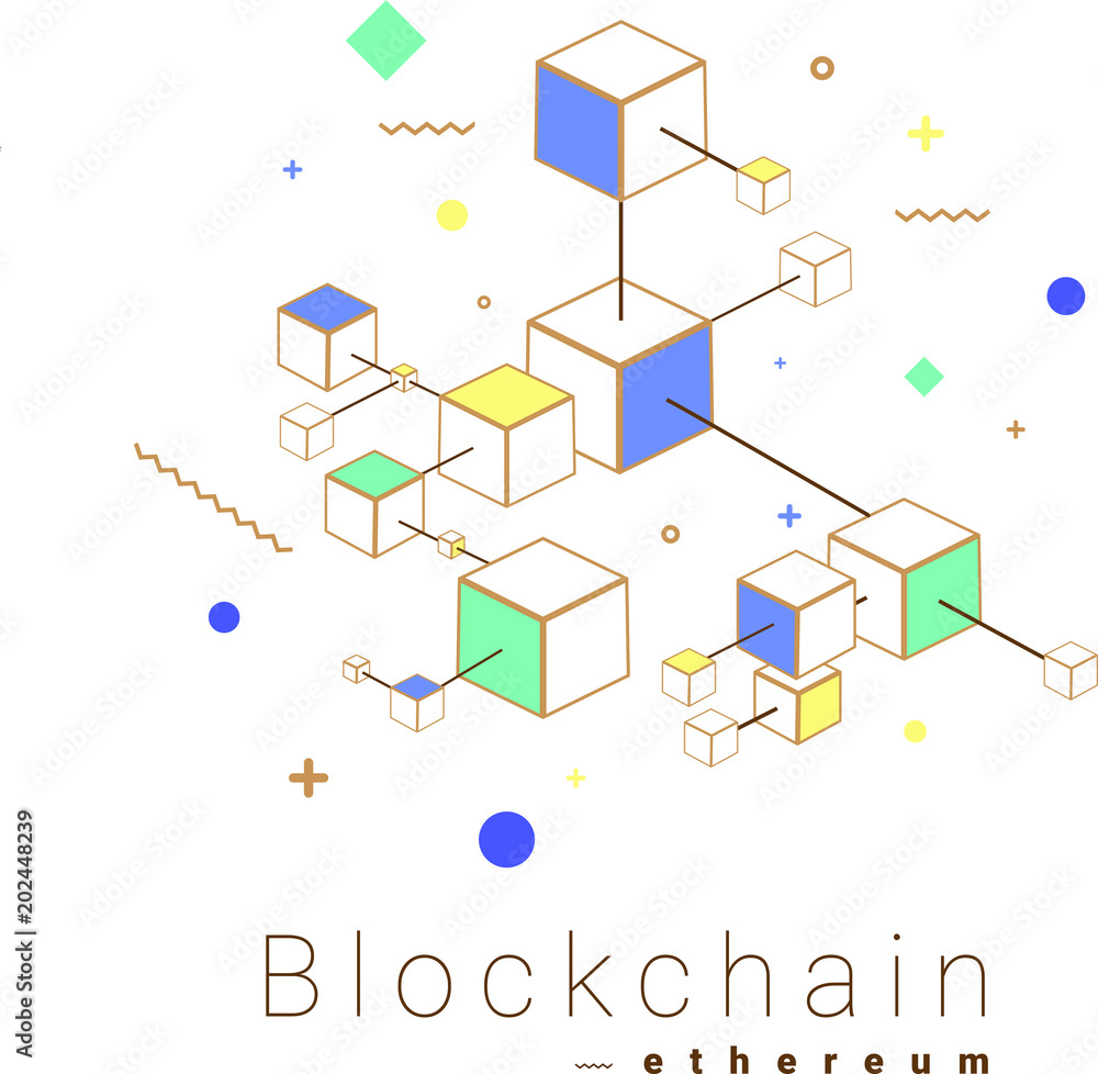 Blockchain vector illustration. Bitcoin and Ethereum trading concept. Blockchain vector illustration. Bitcoin and Ethereum trading concept.