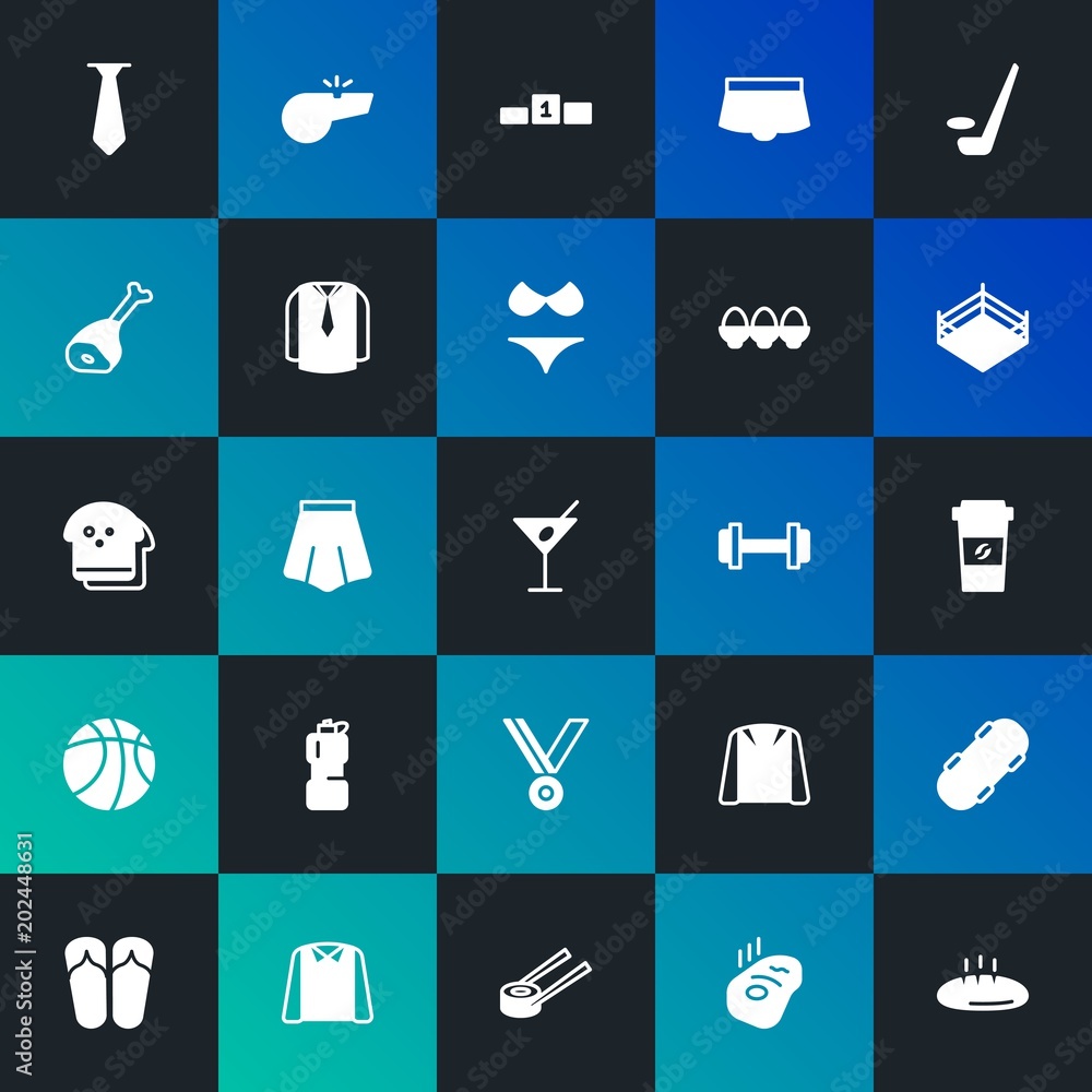 Modern Simple Set of food, clothes, sports, drinks Vector fill Icons. Contains such Icons as japanese, whistle, seafood, tie and more on dark and gradient background. Fully Editable. Pixel Perfect. Modern Simple Set of food, clothes, sports, drinks Vector fill Icons. Contains such Icons as japanese, whistle, seafood, tie and more on dark and gradient background. Fully Editable. Pixel Perfect.