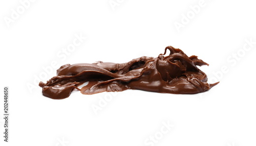 Creamy chocolate spreading isolated on white background, with clipping path