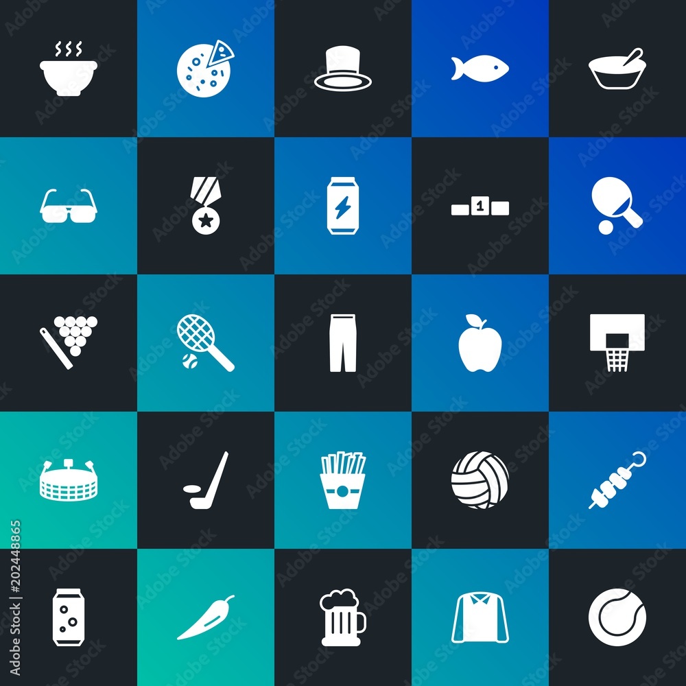 Modern Simple Set of food, clothes, sports, drinks Vector fill Icons. Contains such Icons as fish, red, drink, ball, white and more on dark and gradient background. Fully Editable. Pixel Perfect. Modern Simple Set of food, clothes, sports, drinks Vector fill Icons. Contains such Icons as fish, red, drink, ball, white and more on dark and gradient background. Fully Editable. Pixel Perfect.