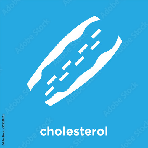 cholesterol icon isolated on blue background