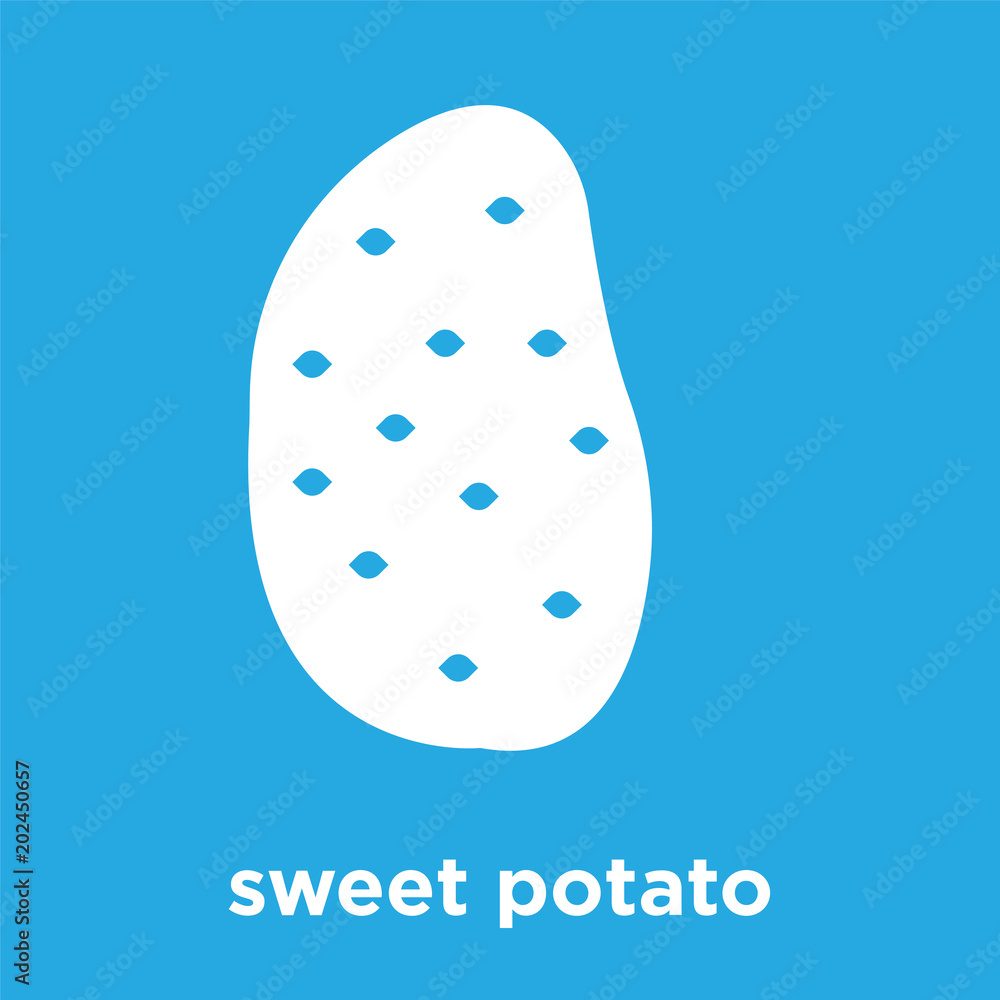 sweet potato icon isolated on blue background sweet potato icon isolated on blue background