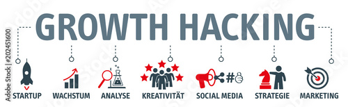 Banner Growth Hacking Startup Marketing Konzept Vektor Illustration