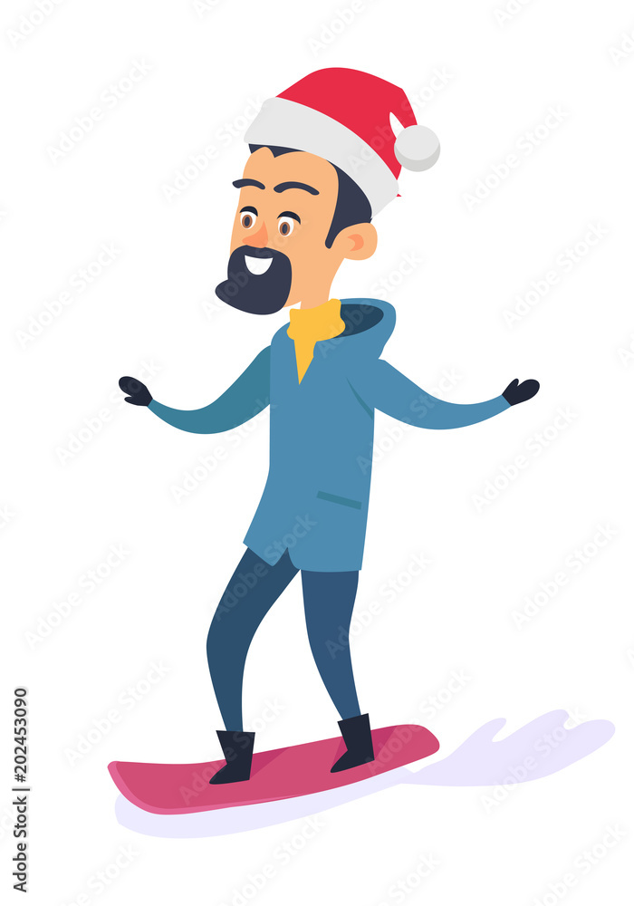 Studying Snowboarding Father on White Background Studying Snowboarding Father on White Background