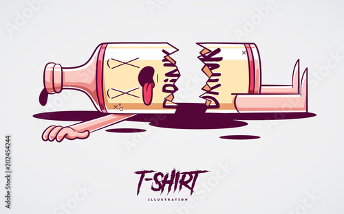Stylish bottle of alcohol. Print on T-shirts, sweatshirts, cases for mobile phones, souvenirs