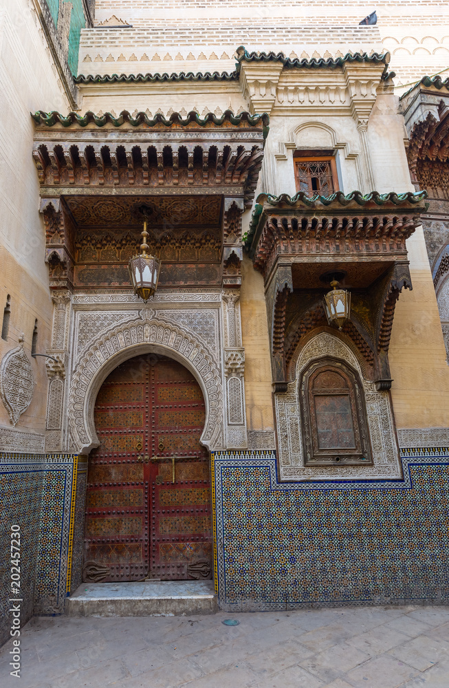 Old door and window in Fes, Morocco