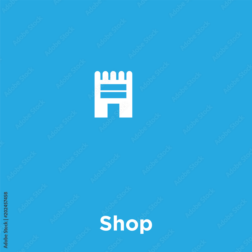 Shop icon isolated on blue background Shop icon isolated on blue background
