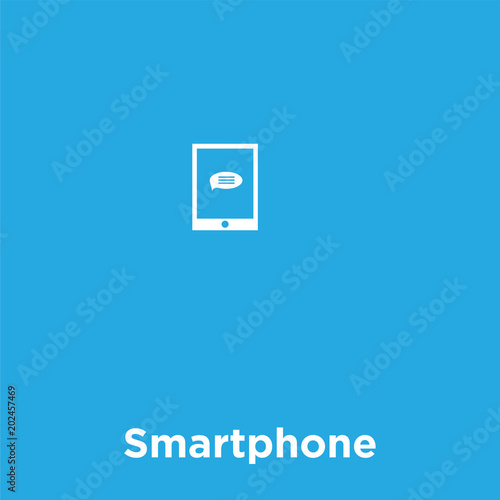 Smartphone icon isolated on blue background