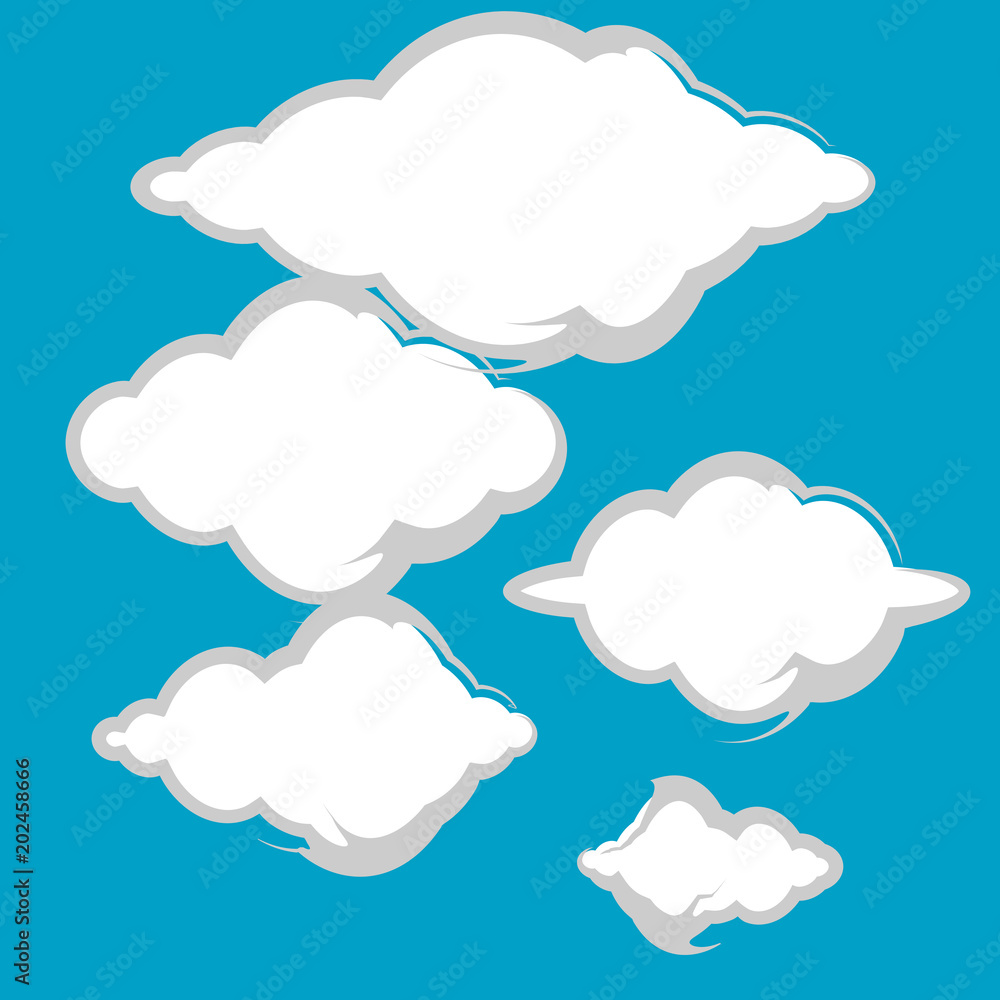 collection of blue clouds illustration vector element icon logo symbol design vector set