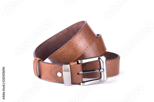 Brown belt on white background. belt. Brown belt on isolate background