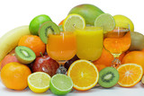 Mix of citrus fruits and juice