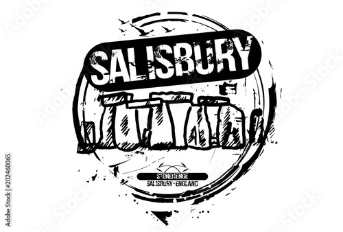 Stonehenge. Salisbury, England city design. Hand drawn illustration.