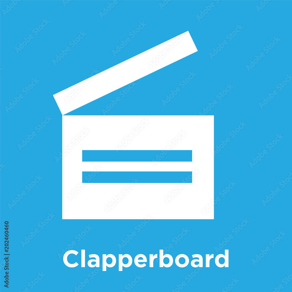 Clapperboard icon isolated on blue background Clapperboard icon isolated on blue background