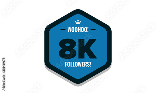 Woohoo 8K Followers Sticker for Social Media Page or Profile Post