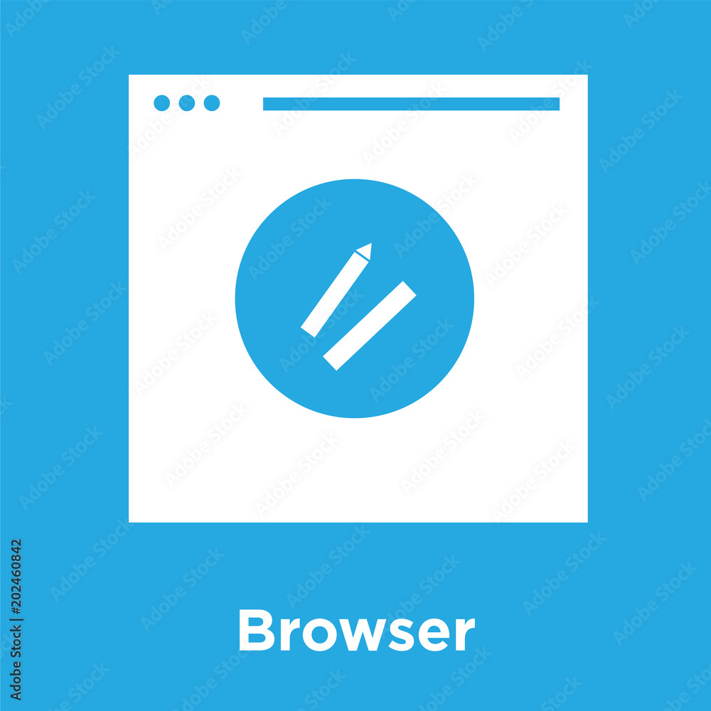 Browser icon isolated on blue background Browser icon isolated on blue background