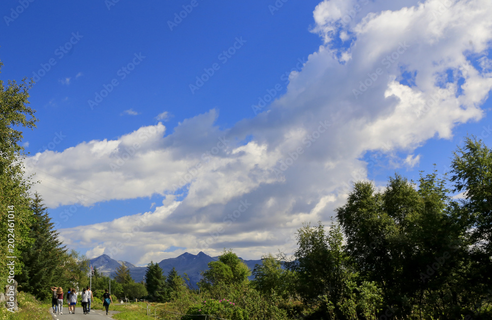 Blue sky and clouds in Ylvingen Northern Norway Blue sky and clouds in Ylvingen Northern Norway
