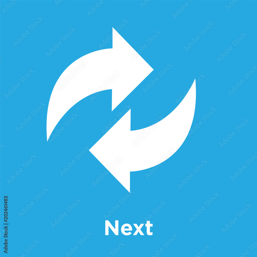 Next icon isolated on blue background Next icon isolated on blue background
