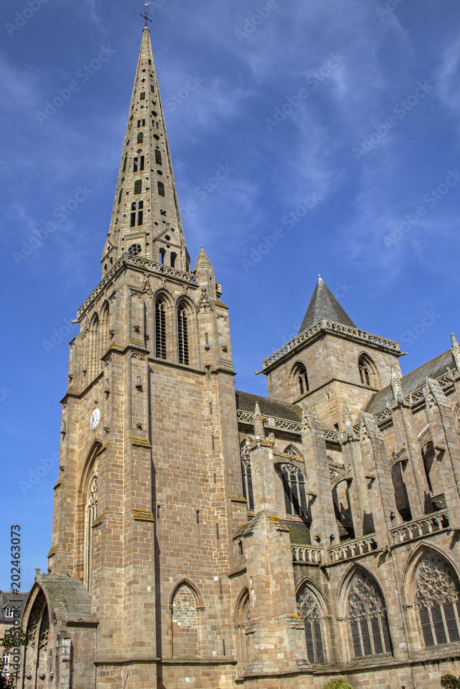 Tréguier.Extérieur de la cathédrale Saint-Tugdual, Côtes d'Armor. Bretagne
