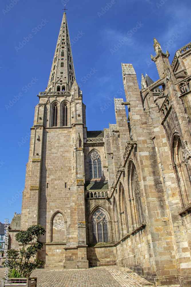 Tréguier.Extérieur de la cathédrale Saint-Tugdual, Côtes d'Armor. Bretagne