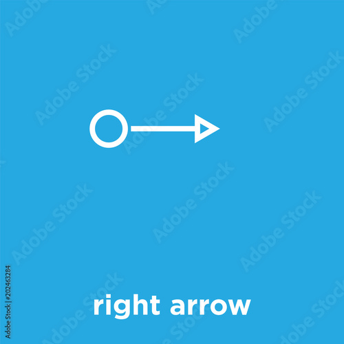 right arrow icon isolated on blue background
