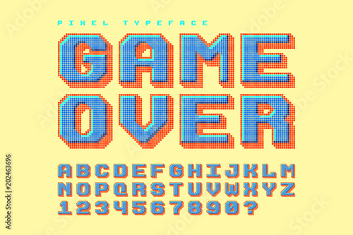 Pixel vector font design, stylized like in 8-bit games