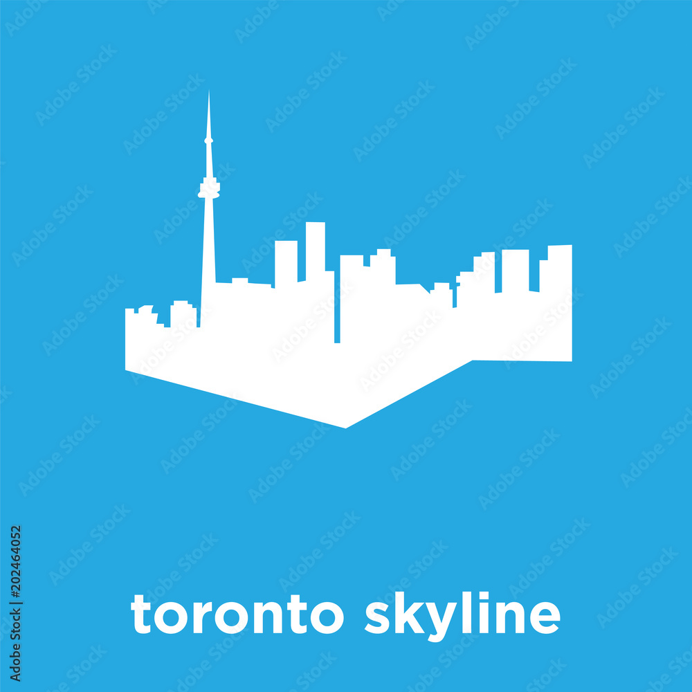 toronto skyline icon isolated on blue background